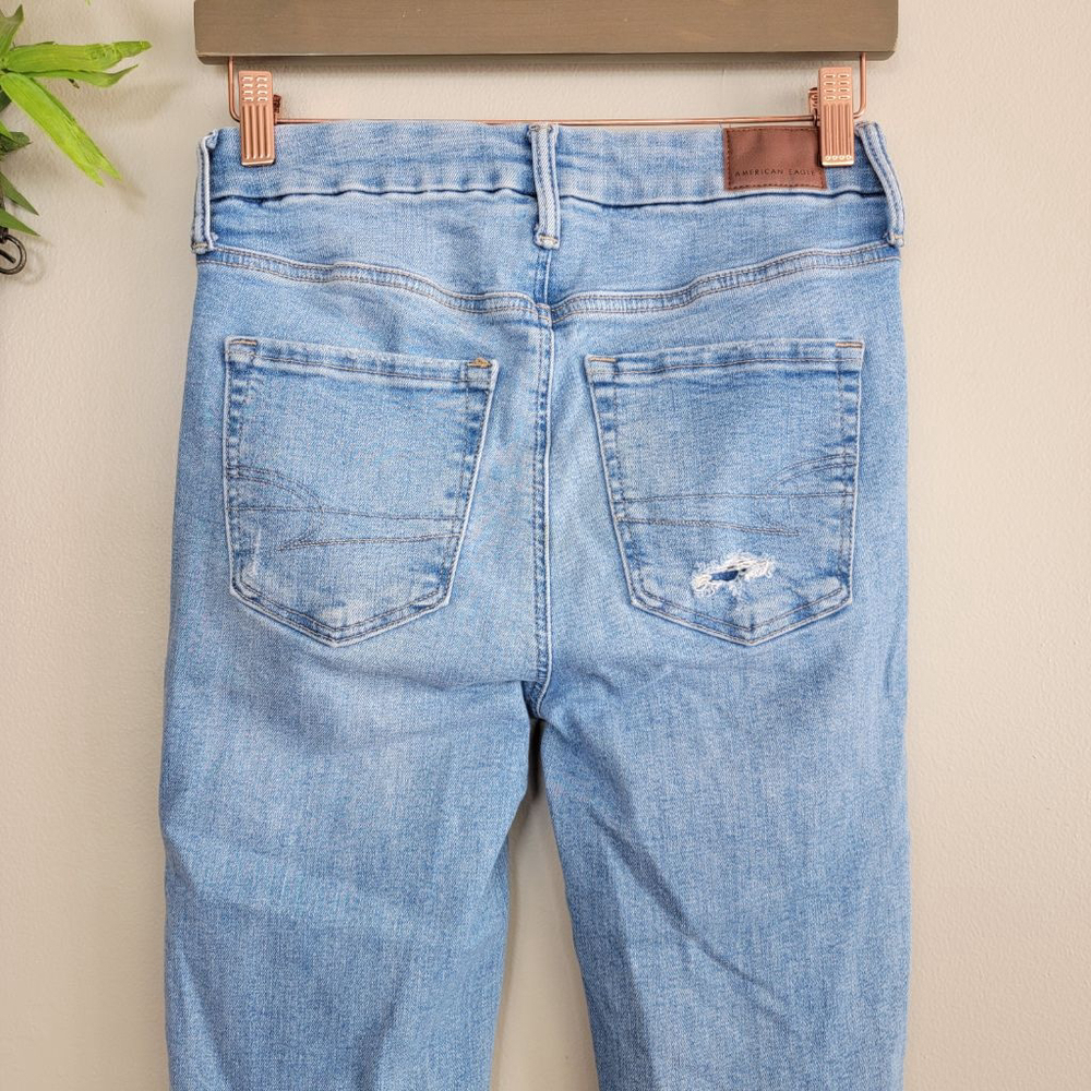 American Eagle Luxe Skinny Jeans Super Hi Rise Jegging Light Blue Wash AE 4 - Picture 8 of 14